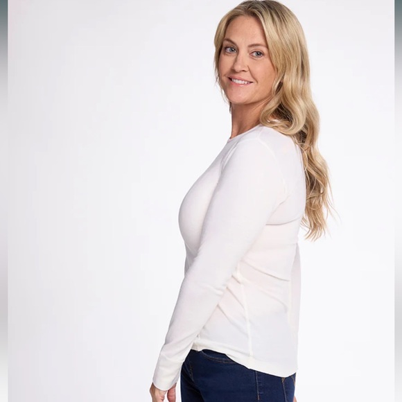 Woolx NWOT Hannah Merino Wool Long Sleeve Cold Weather Top in Buttercream - Picture 3 of 11